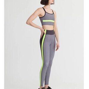 𝅺NYLORA women US XS Ardwell leggings black white houndstooth green stripe